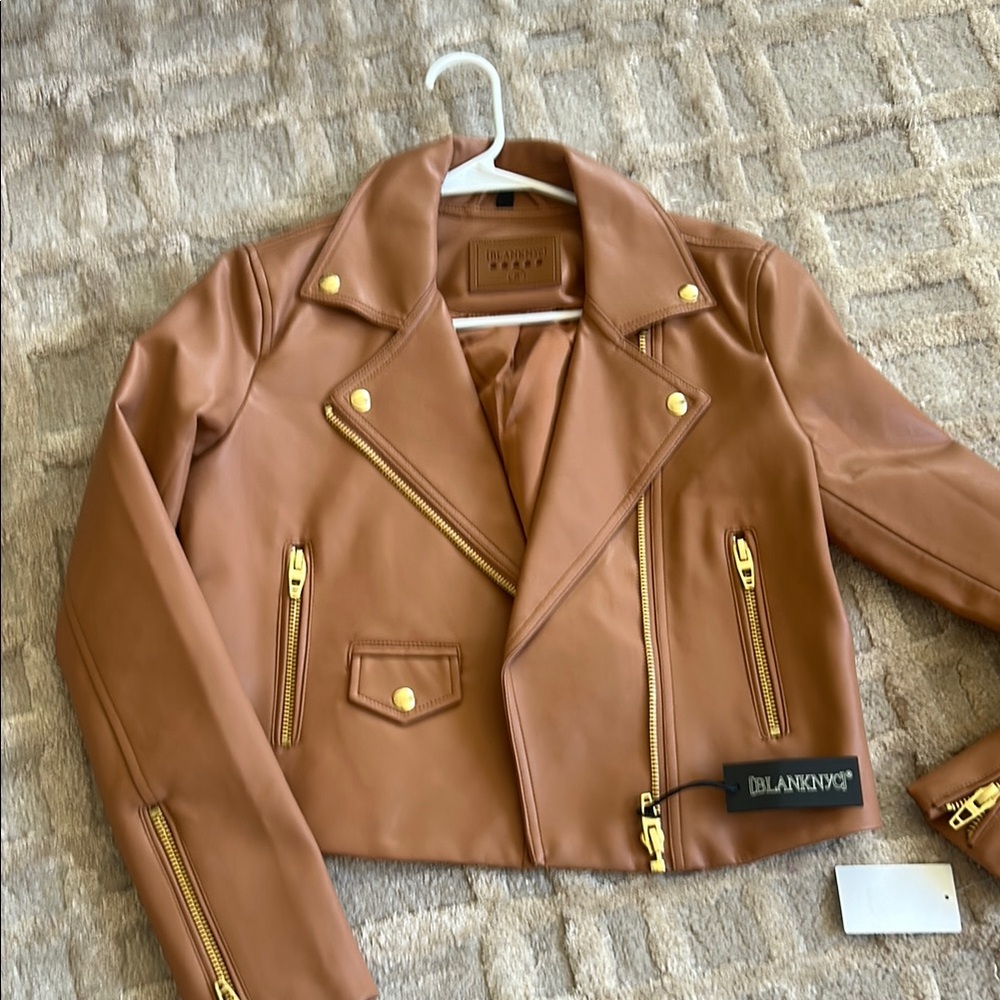 Blank NYC Women's Tan Leather Jacket